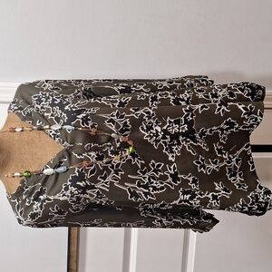 Maurices Olive and Black Patterned Blouse